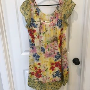 Yellow flowered Spring dress.
